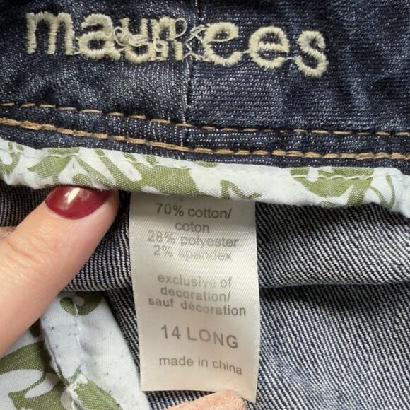 Maurices Low Rise Dark Wash Bootcut Jeans Size 14 Long Casual Western Rodeo Boho - Picture 8 of 10